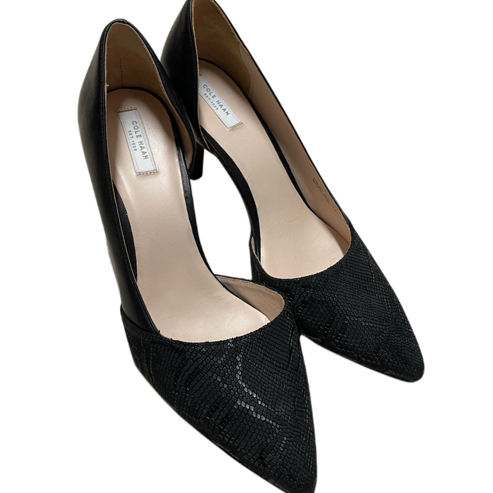 Cole Haan Snakeskin D’Orsay Pointed Heels Classic Size 9.5 Wedding Guest Formal - Picture 3 of 4